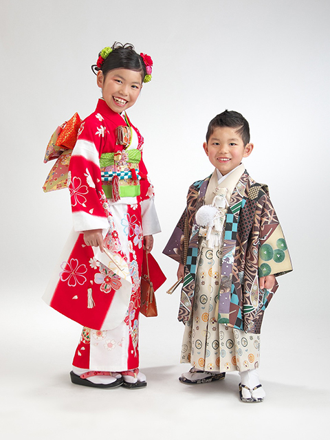 七五三 きょうだい 7歳女の子 3歳男の子